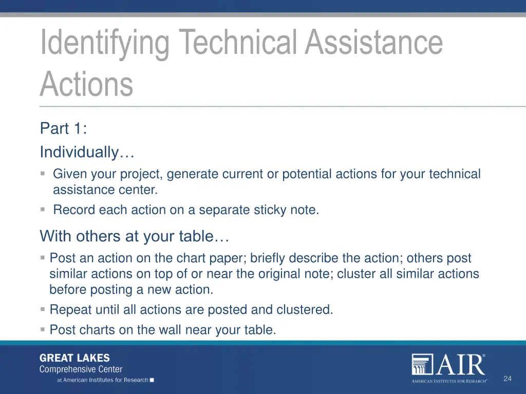 identifying technical assistance actions 1