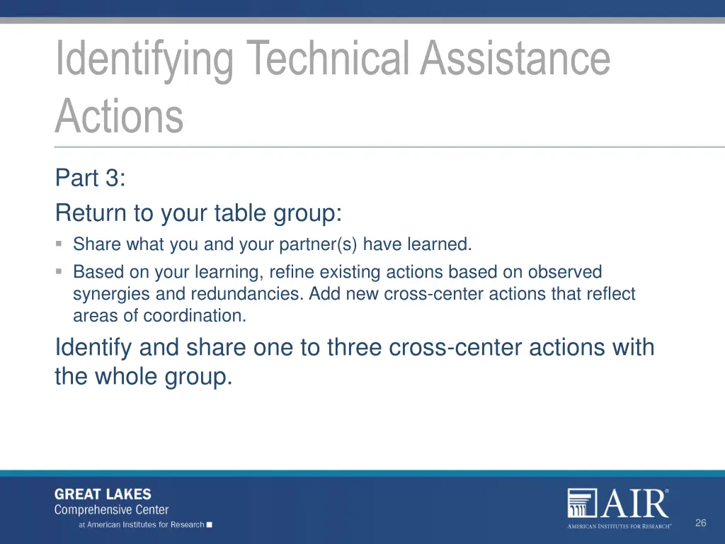 identifying technical assistance actions 3