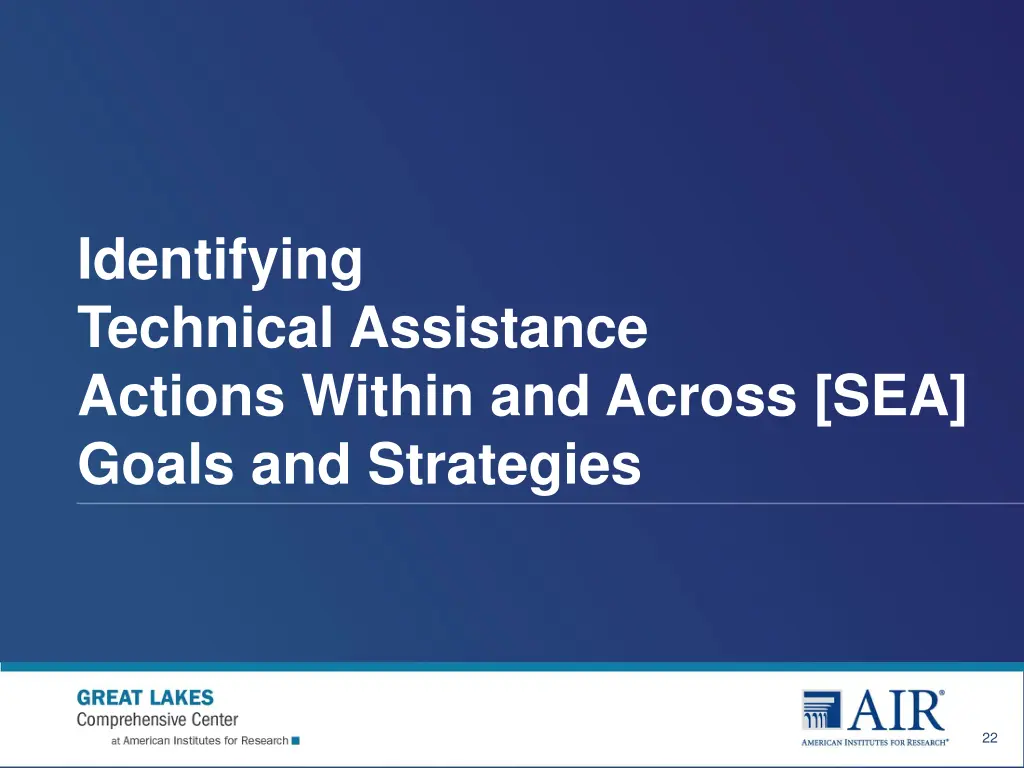 identifying technical assistance actions within