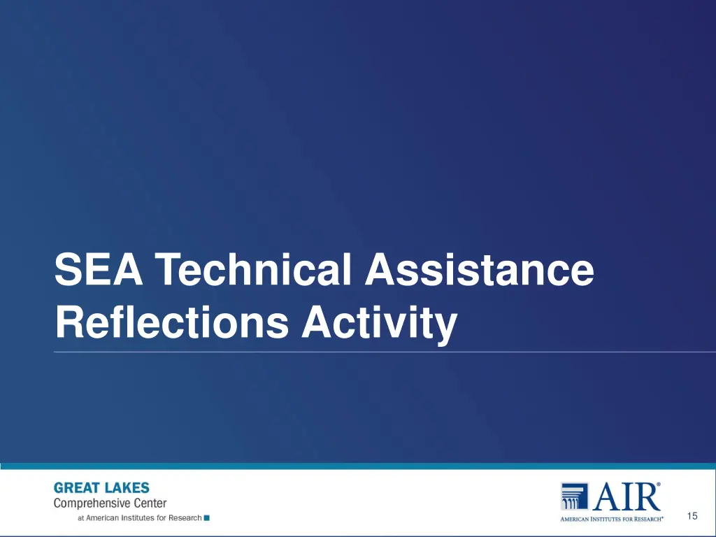 sea technical assistance reflections activity