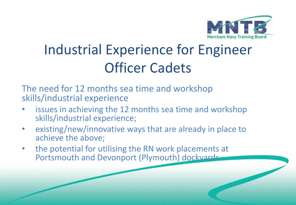 industrial experience for engineer officer cadets