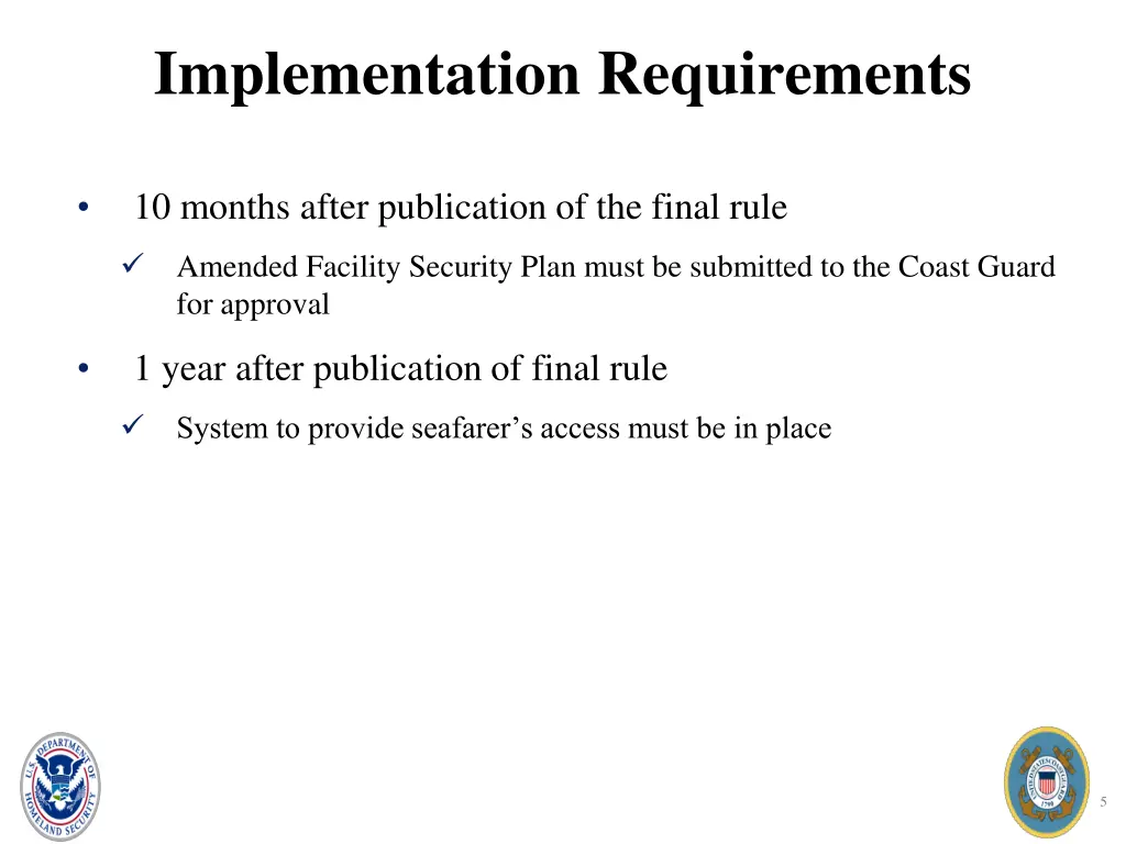 implementation requirements