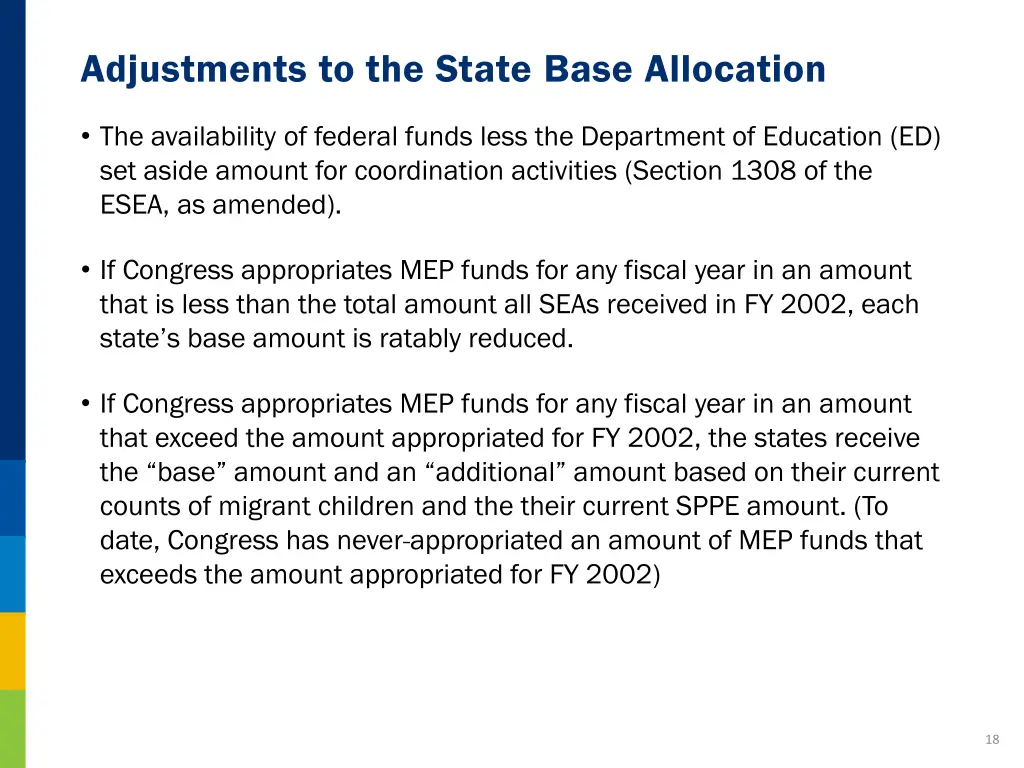 adjustments to the state base allocation