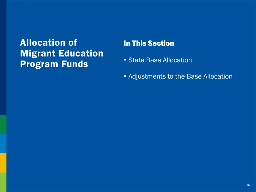 allocation of migrant education program funds