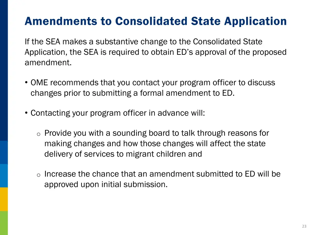 amendments to consolidated state application