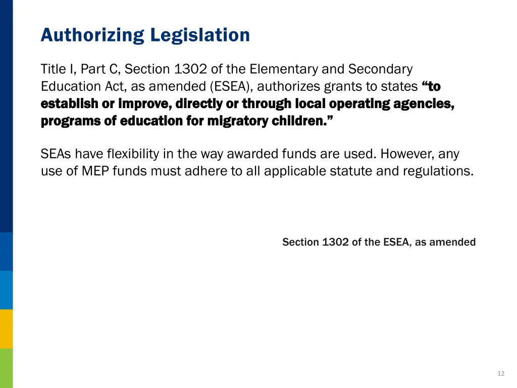 authorizing legislation