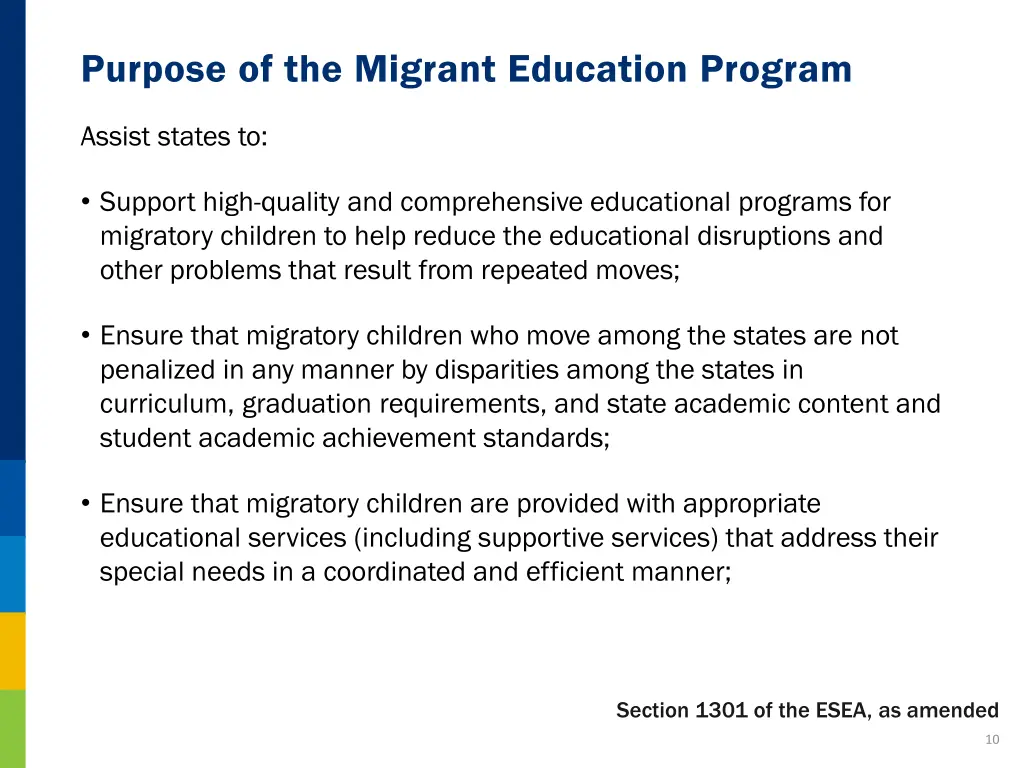 purpose of the migrant education program