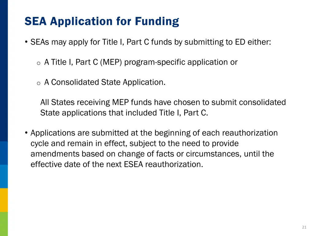 sea application for funding