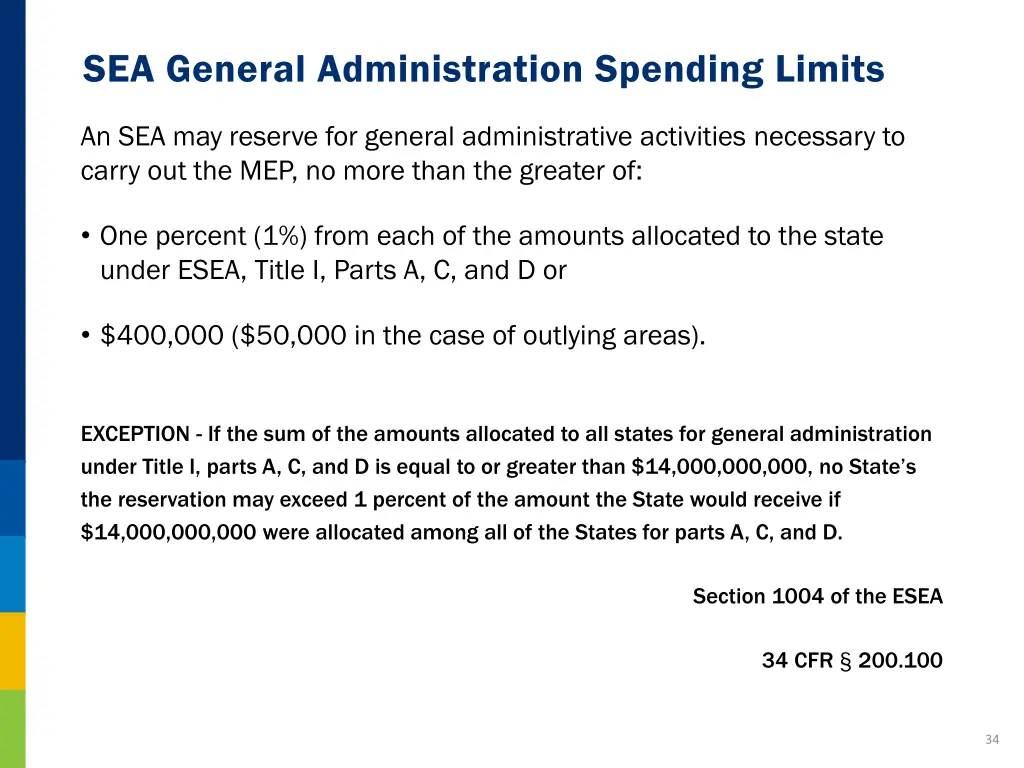 sea general administration spending limits