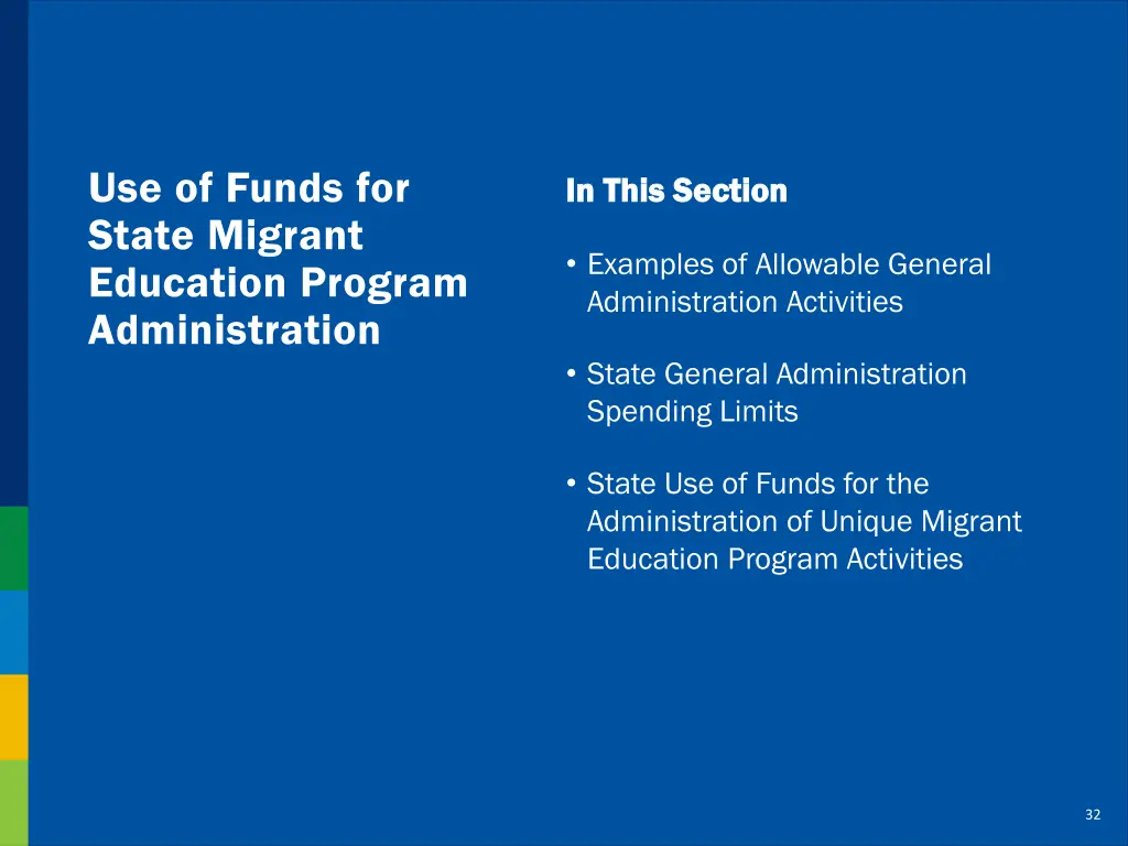 use of funds for state migrant education program