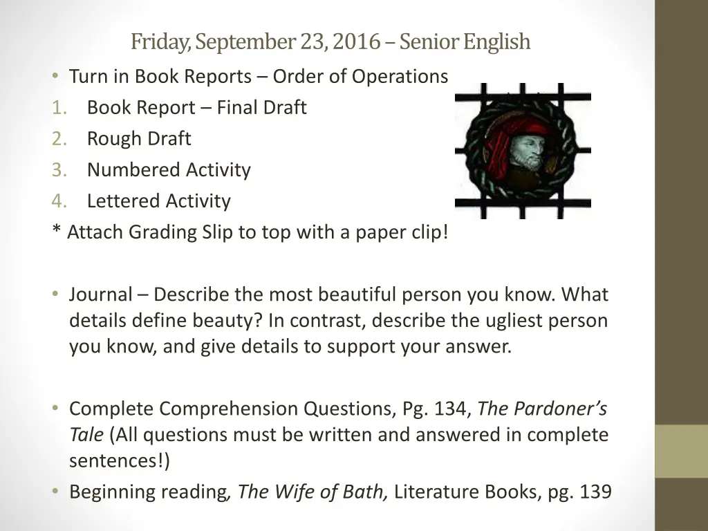 friday september 23 2016 senior english turn