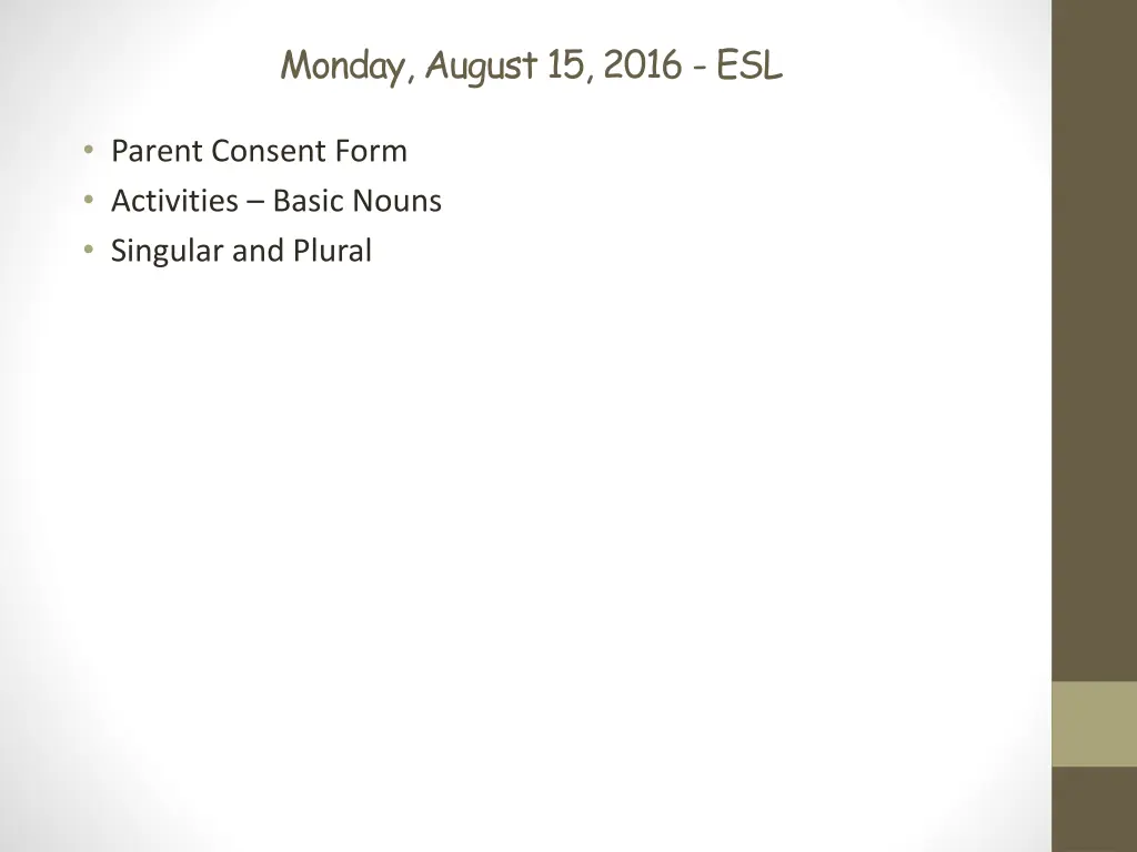 monday august 15 2016 esl