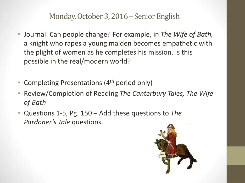 monday october 3 2016 senior english