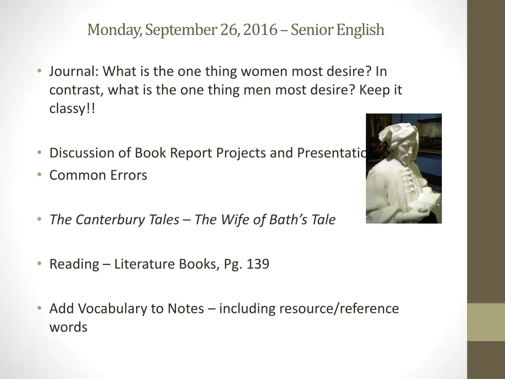 monday september 26 2016 senior english