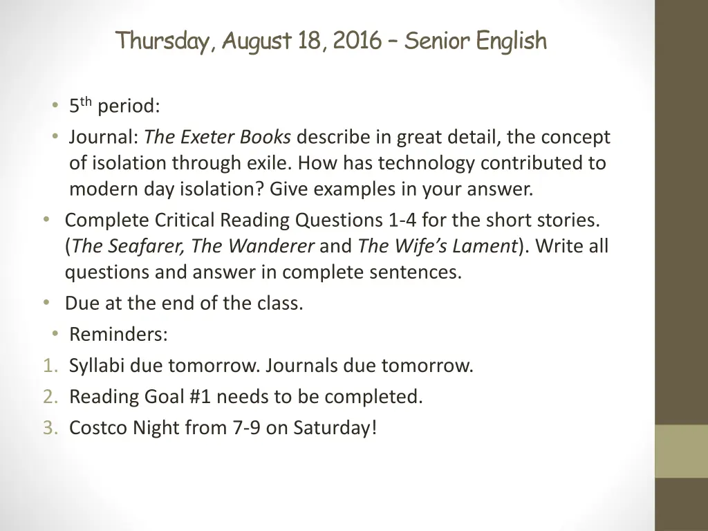 thursday august 18 2016 senior english