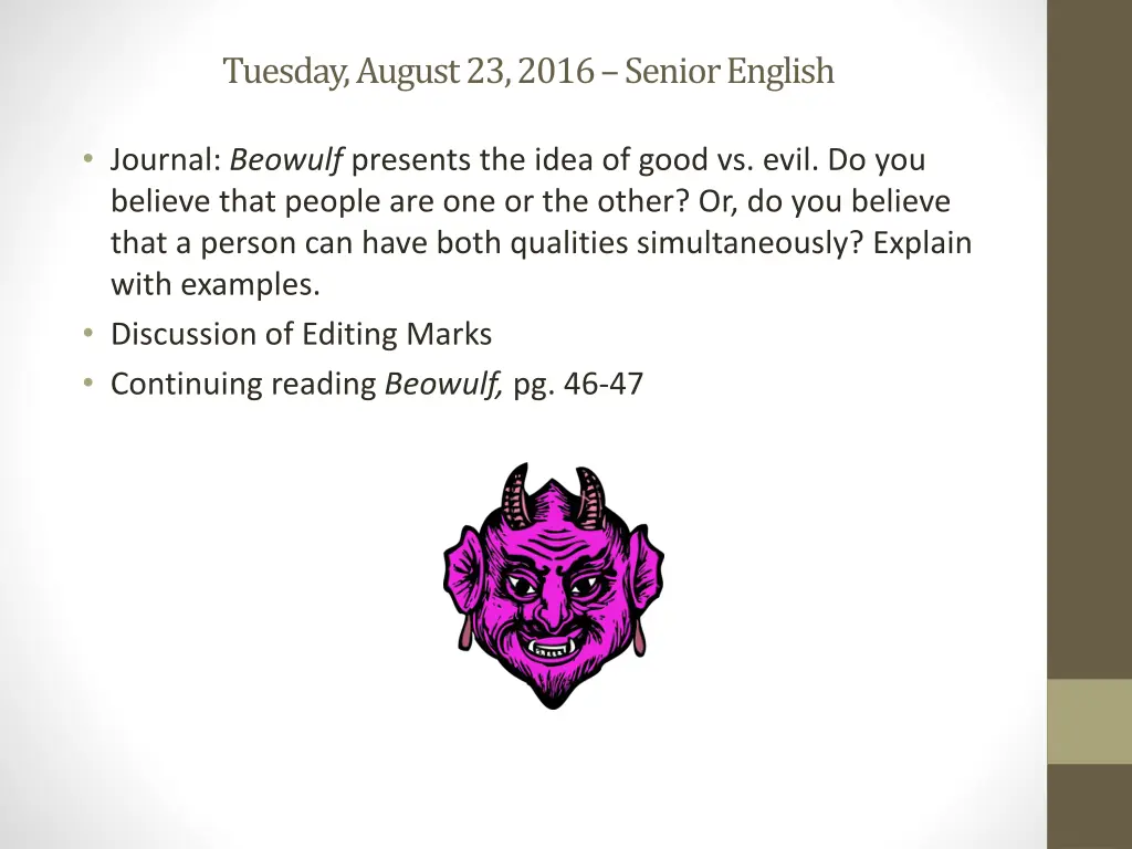 tuesday august 23 2016 senior english