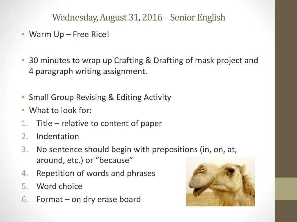 wednesday august 31 2016 senior english