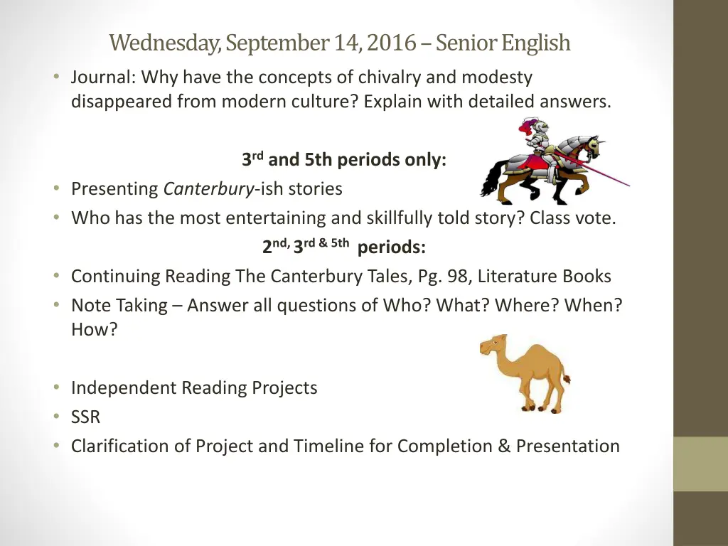 wednesday september 14 2016 senior english