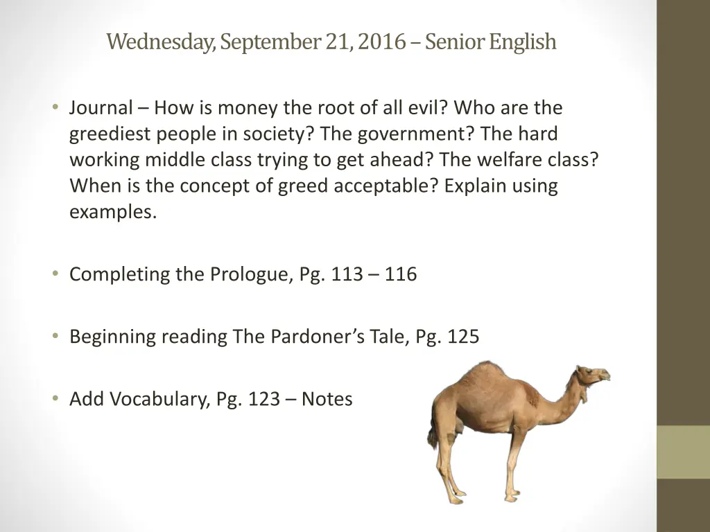 wednesday september 21 2016 senior english