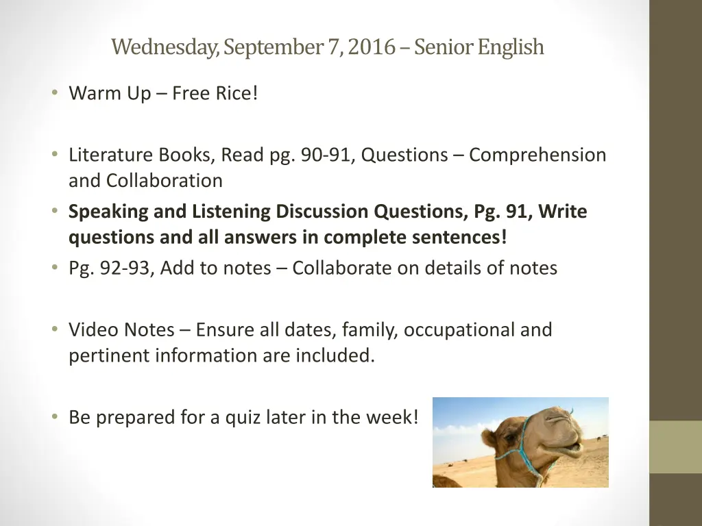 wednesday september 7 2016 senior english