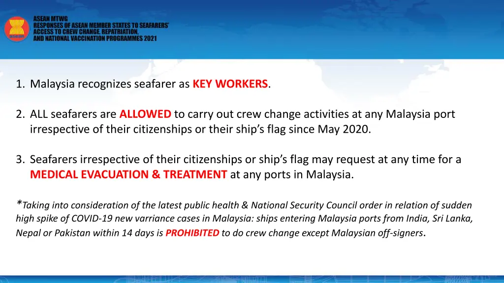 1 malaysia recognizes seafarer as key workers