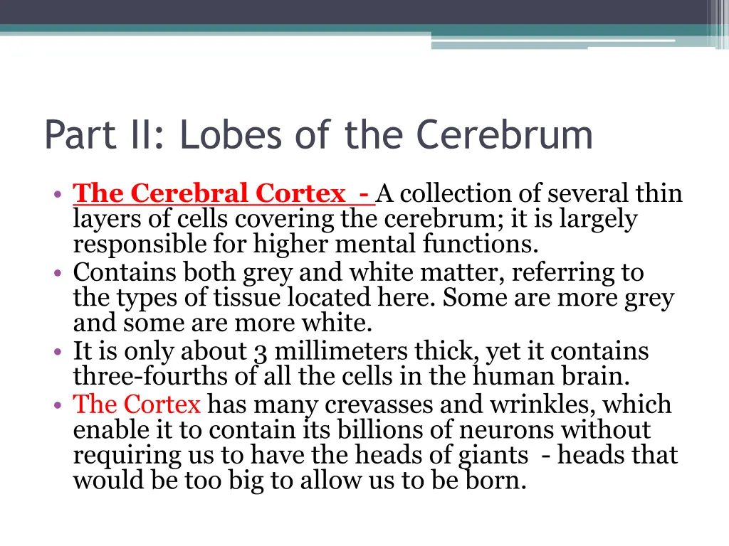 part ii lobes of the cerebrum