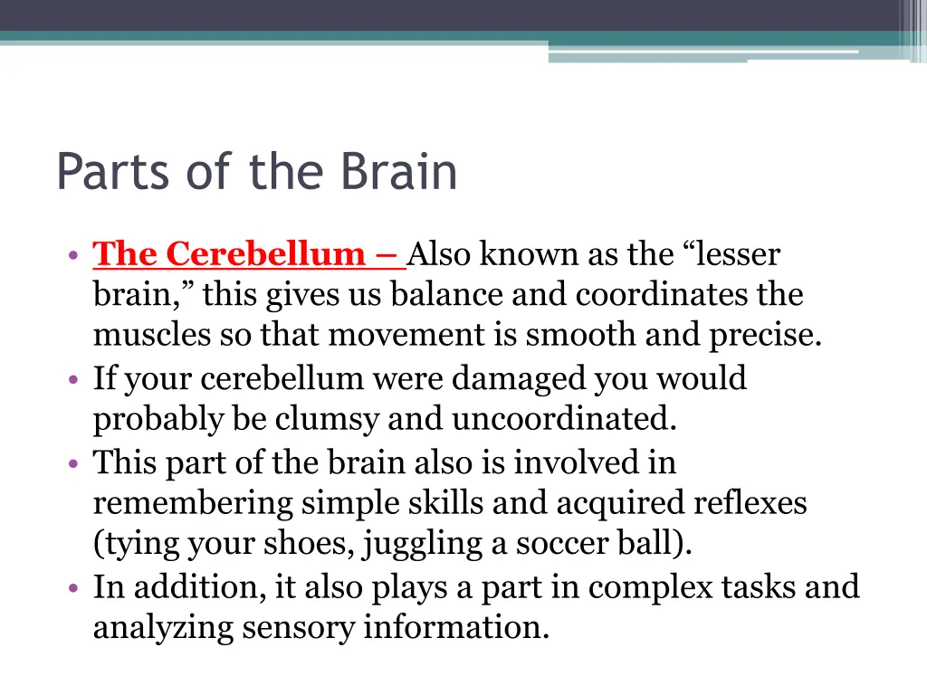 parts of the brain