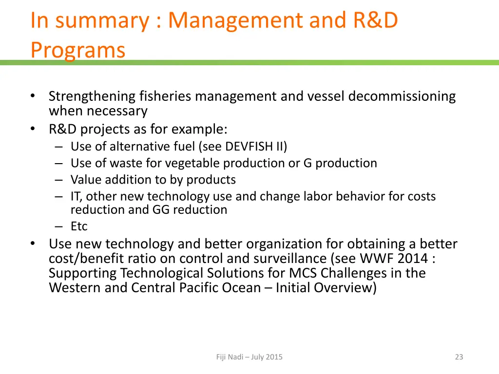 in summary management and r d programs