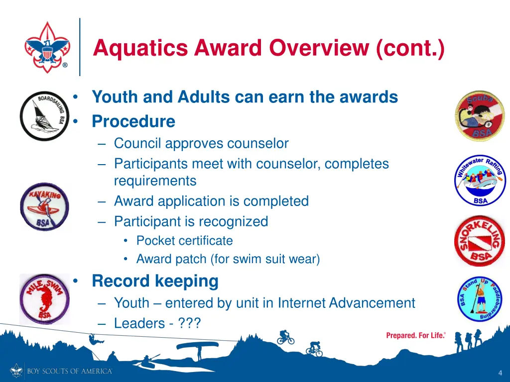 aquatics award overview cont