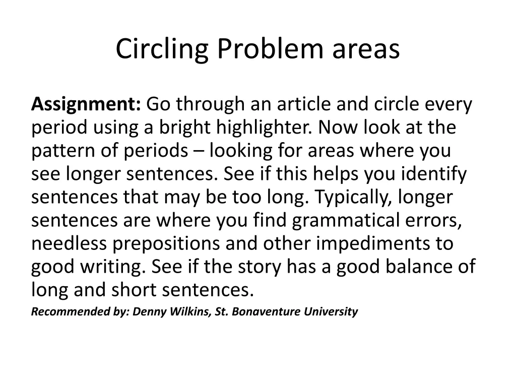 circling problem areas