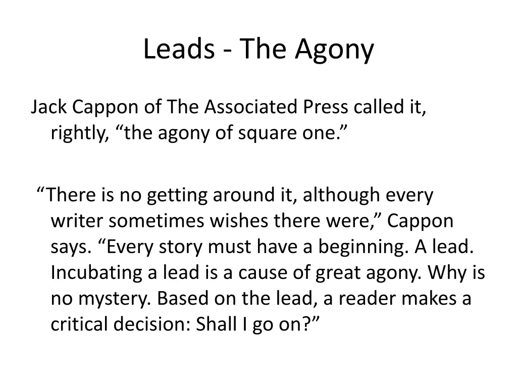 leads the agony