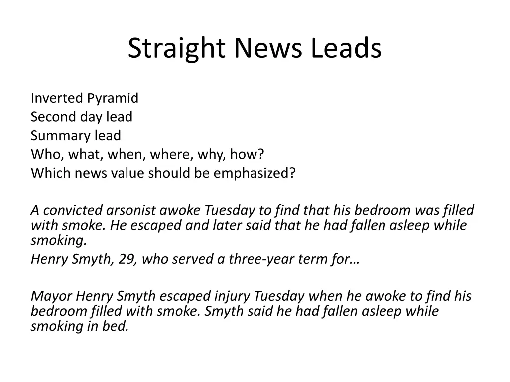 straight news leads