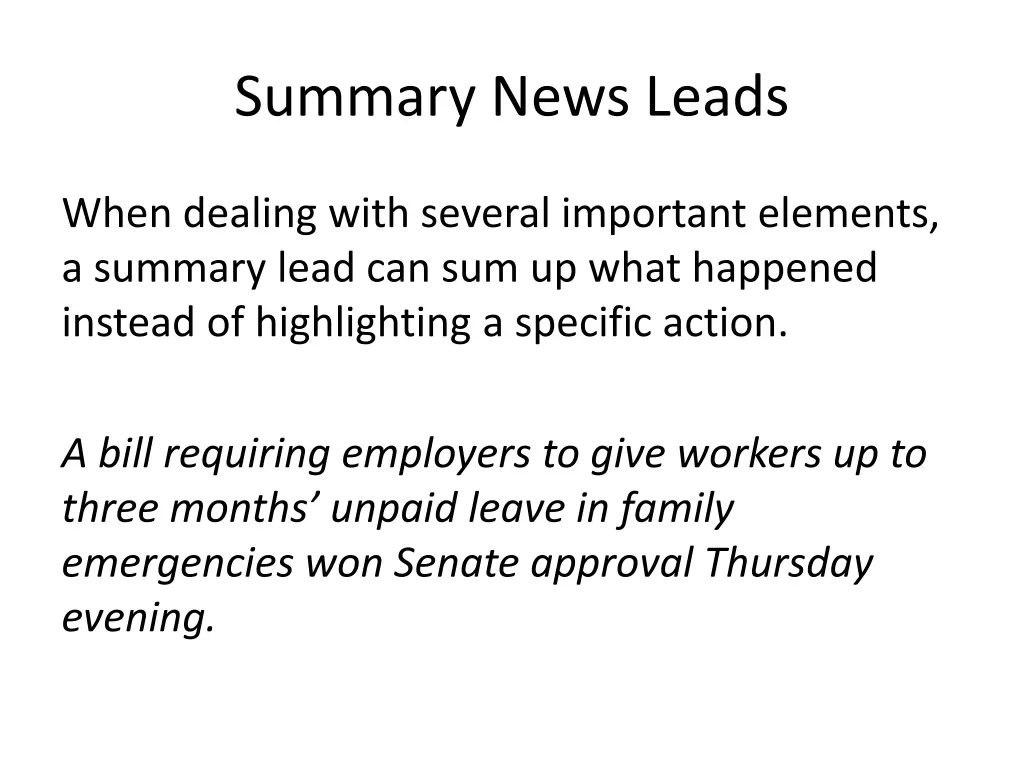 summary news leads