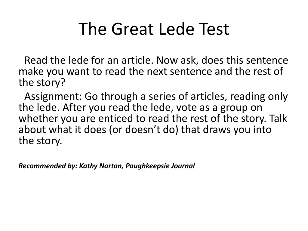 the great lede test