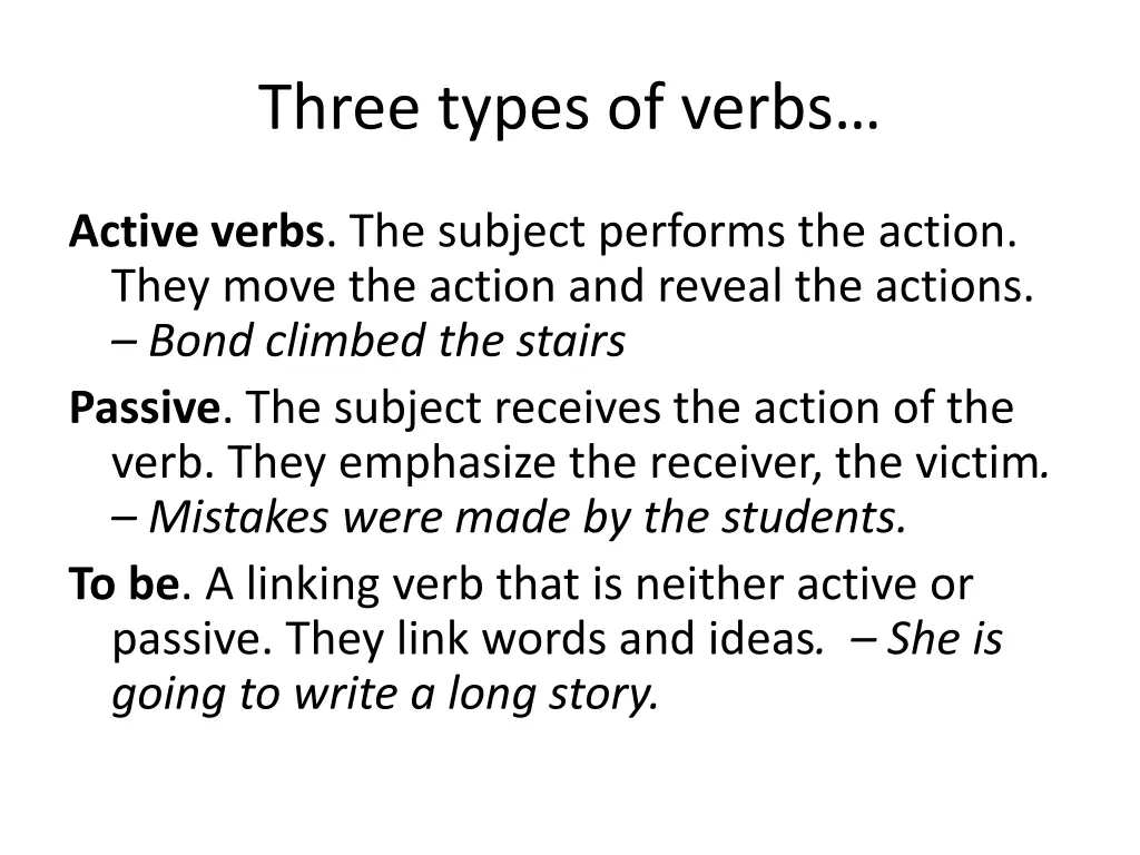 three types of verbs