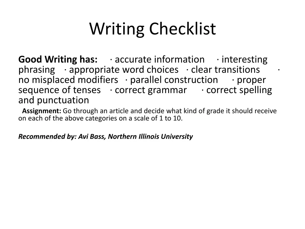 writing checklist