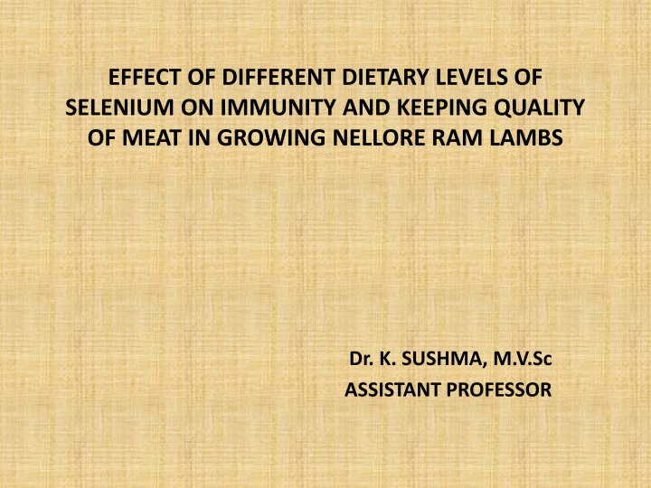 effect of different dietary levels of selenium