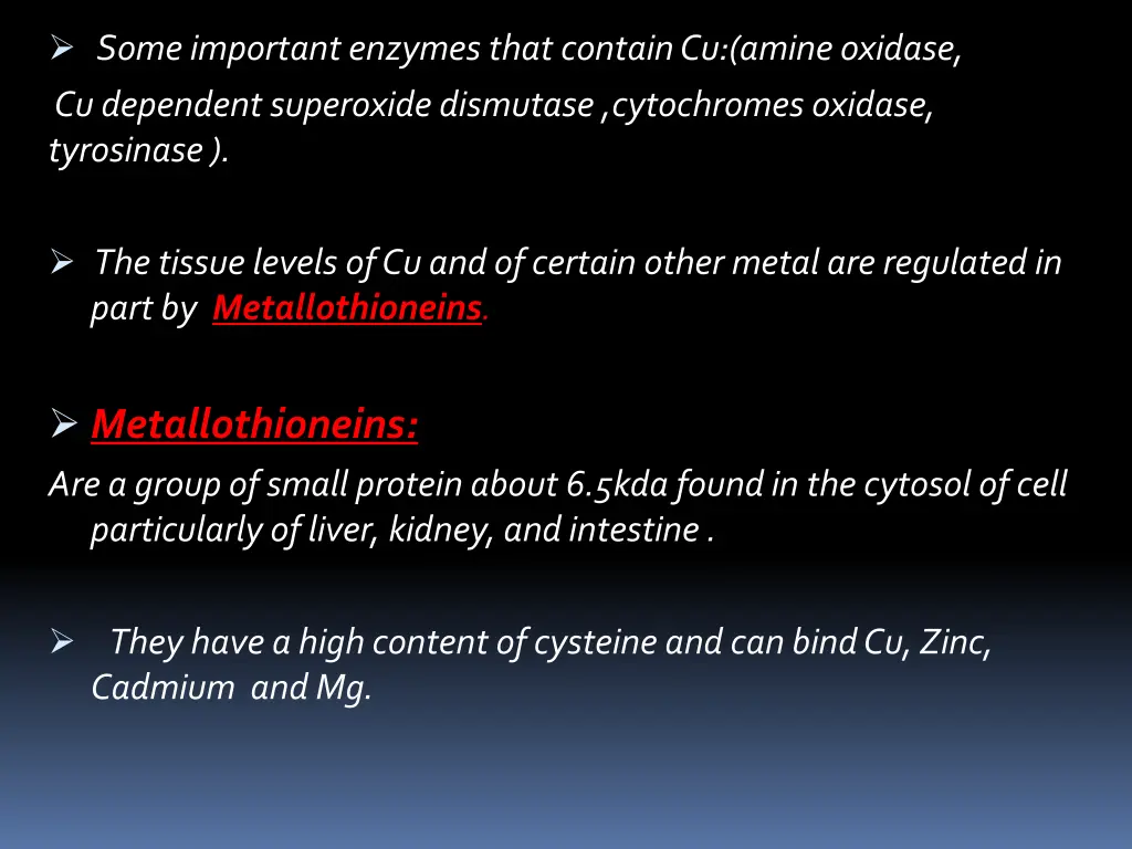 some important enzymes that contain cu amine