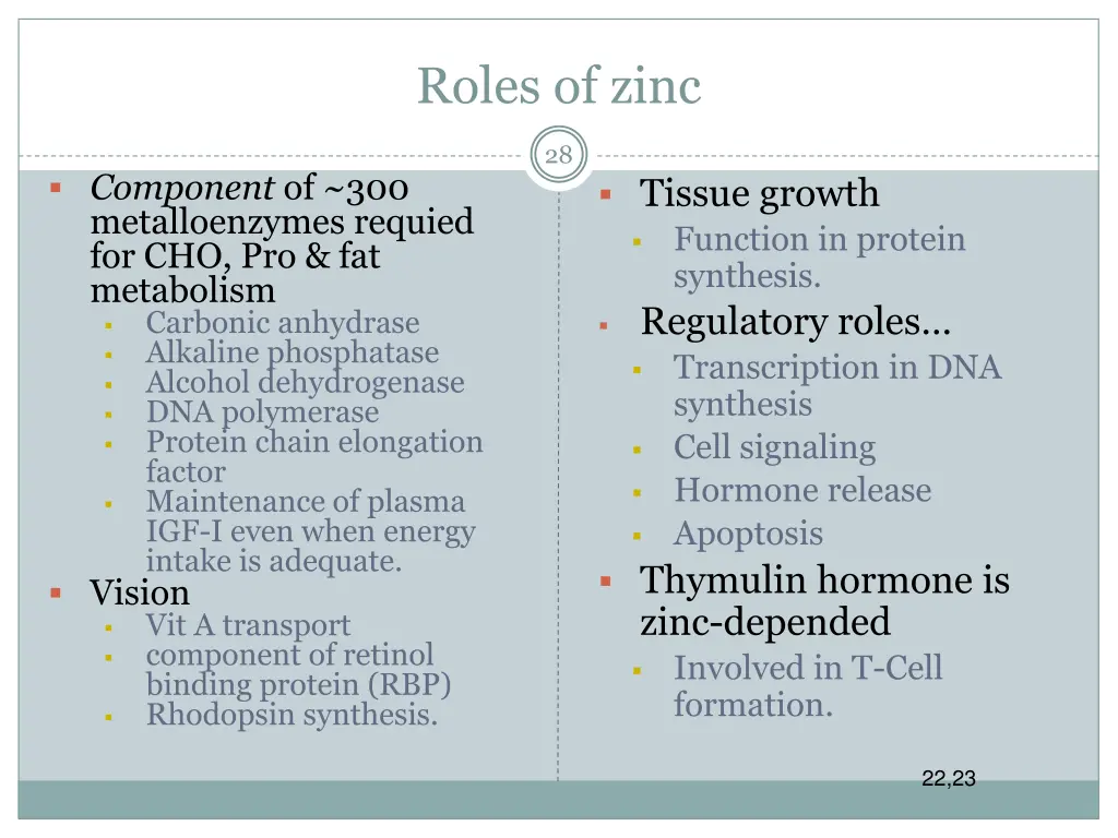 roles of zinc