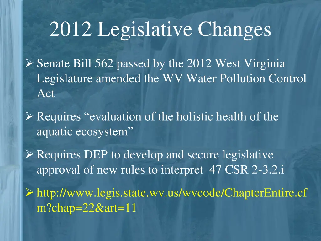 2012 legislative changes