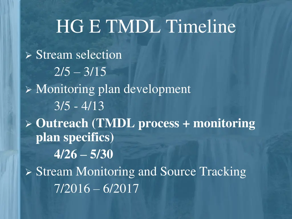 hg e tmdl timeline