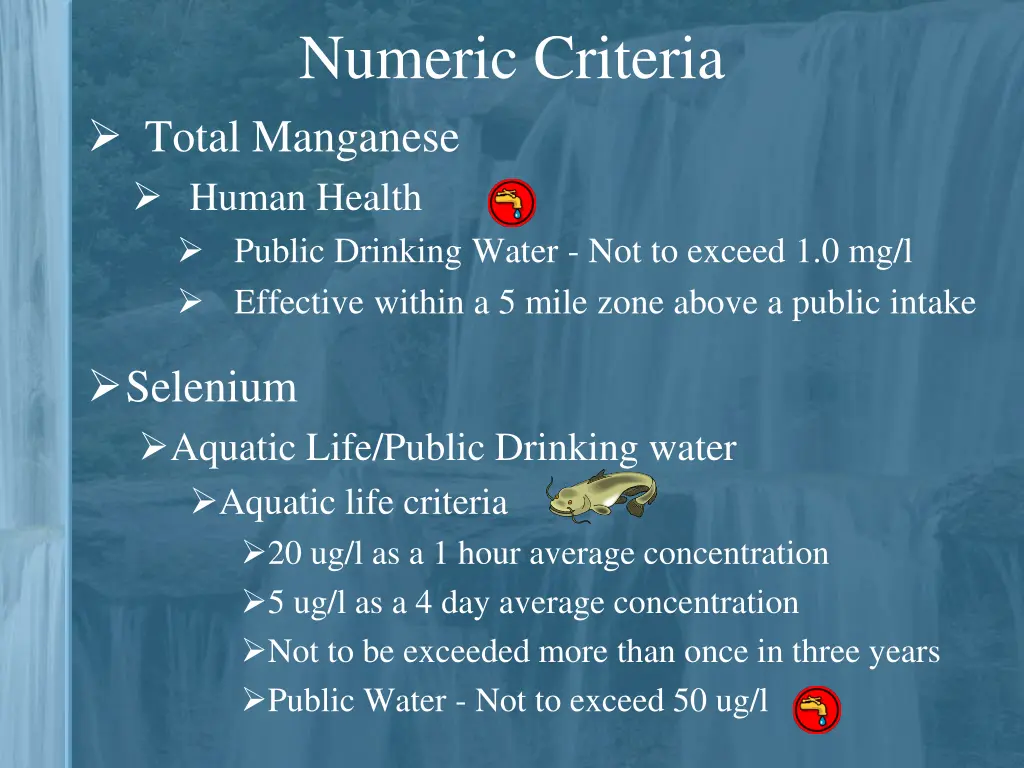 numeric criteria total manganese human health