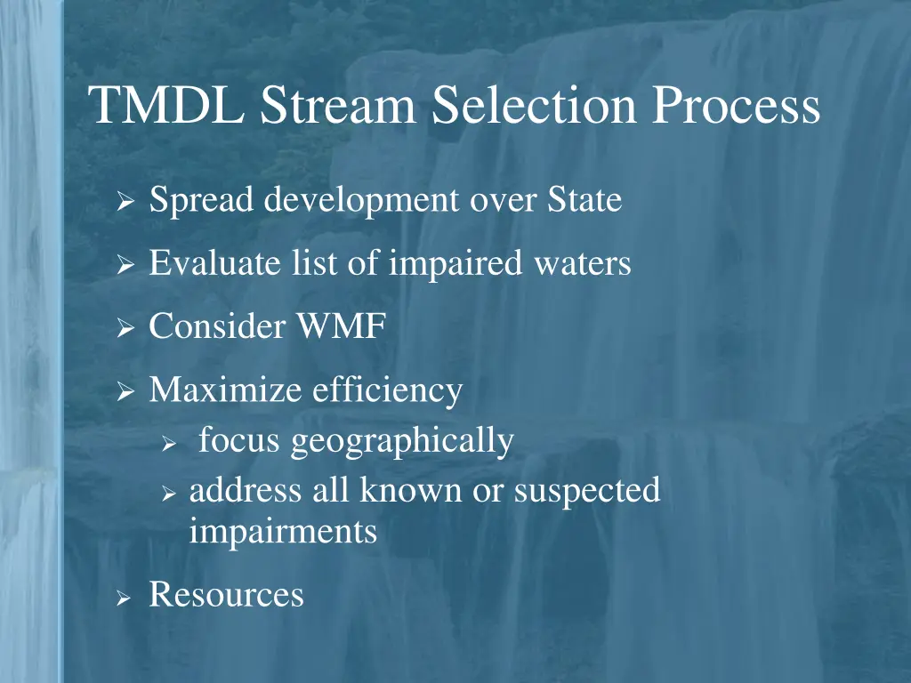 tmdl stream selection process