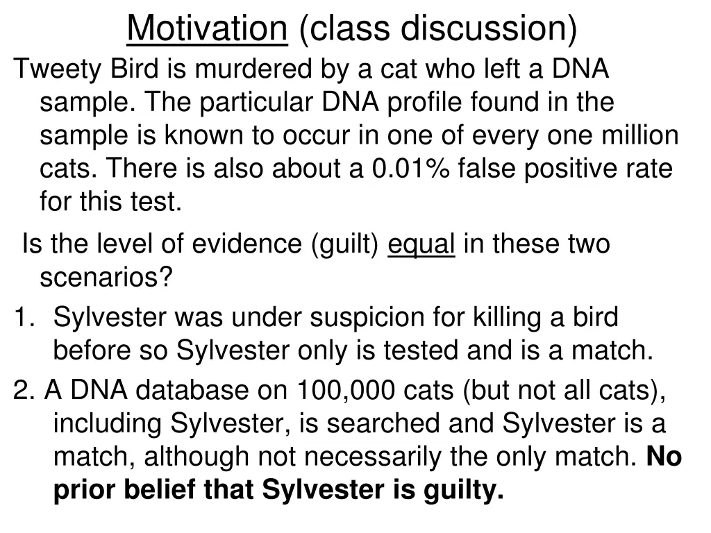 motivation class discussion tweety bird