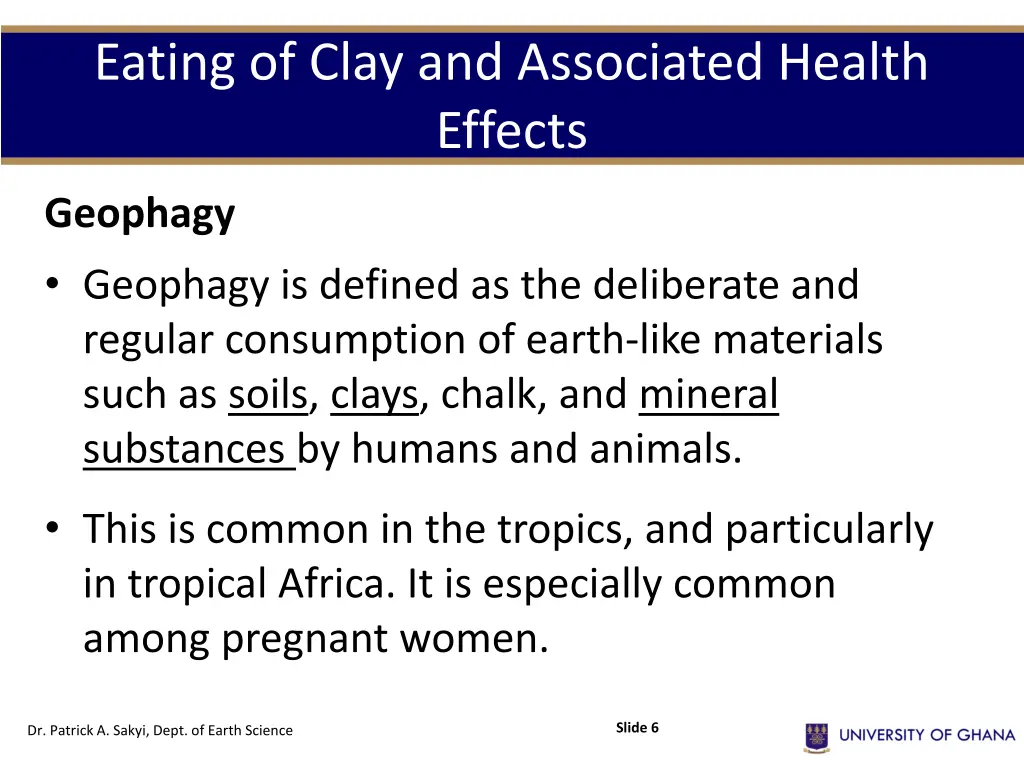 eating of clay and associated health effects