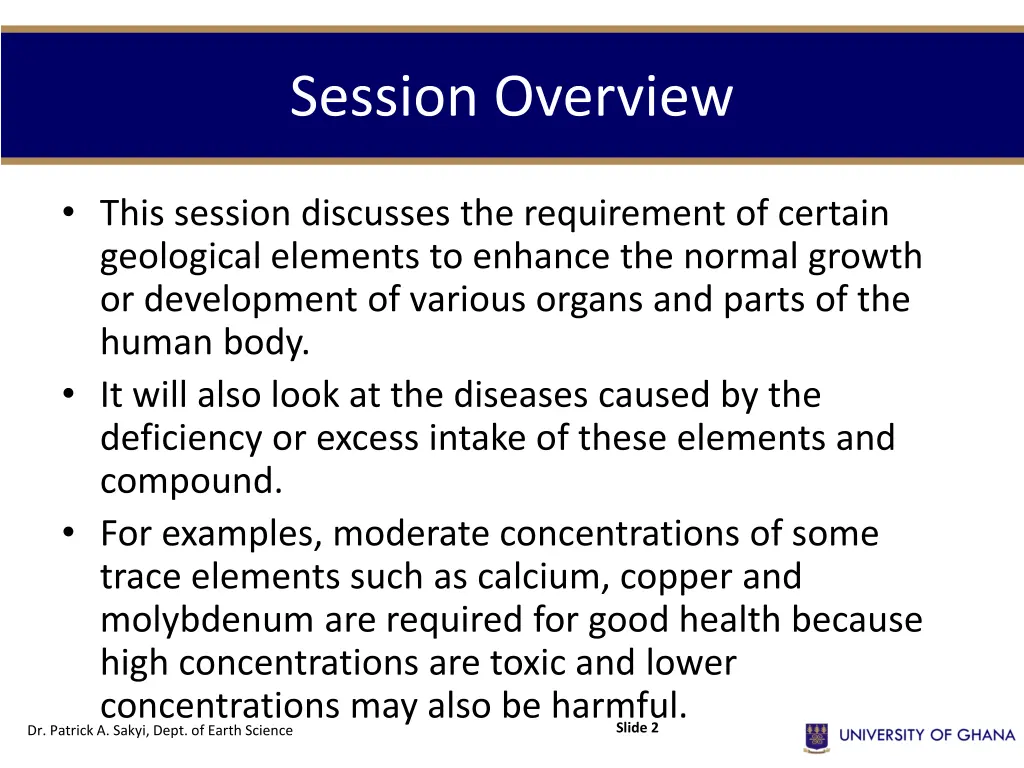 session overview