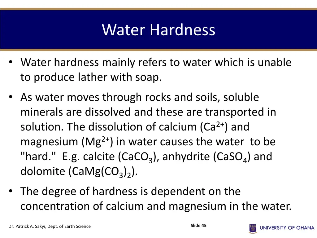 water hardness