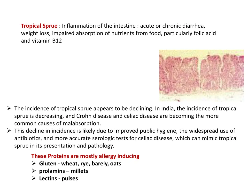 tropical sprue inflammation of the intestine