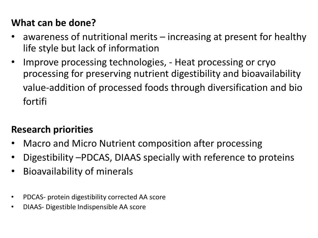 what can be done awareness of nutritional merits