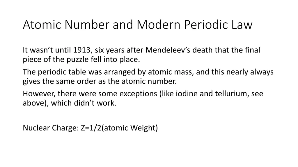 atomic number and modern periodic law